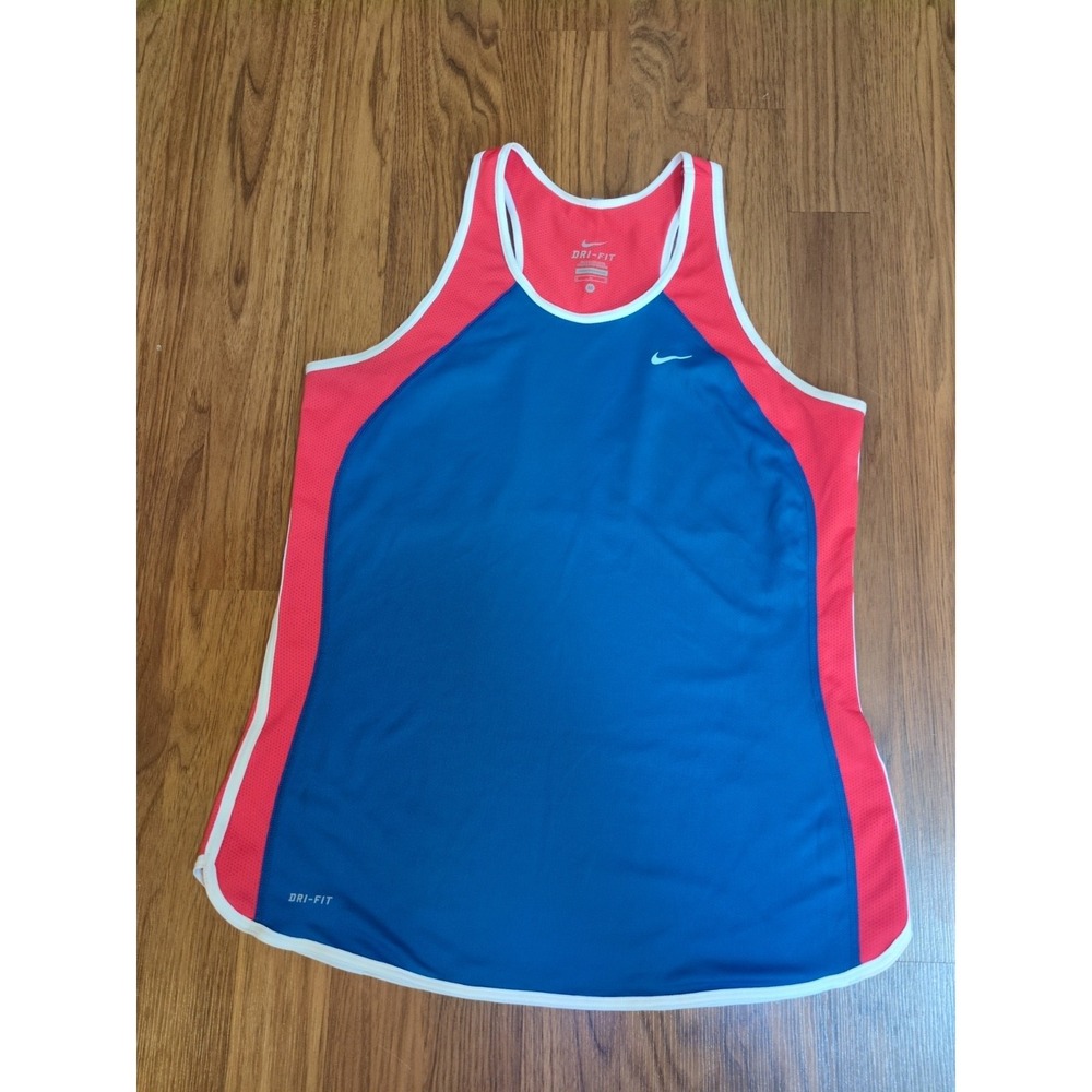 NIKE DRI FIT WOMEN'S Medium RED WHITE BLUE TANK TOP SIZE Racer Back